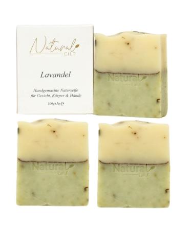 3x natural cilt lavender soap - 100% natural soap - without questionable ingredients - certified - handmade - shower soap for all skin types - shower gel - natural food metics lavender 100 g (3 -pack)