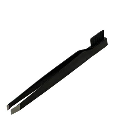 Tweezer & Brush Combo Grooming Tool for Men & Women - Tweezing Eyebrows DIY Professional Makeup Artists Travel Purse Makeup Bag Essential 2 in 1 tweezers   Tweezer on One End  Brush on Other End