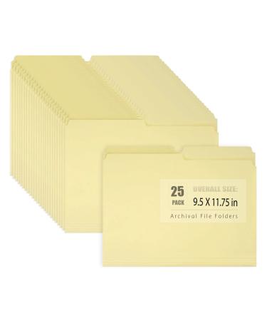 Lineco Archival File Folders 9.5X 11.75 Half-Cut Tab with 0.50" Top Margin Exposed Acid-Free Lignin-Free 10 PT Perma/Dur Stock (Pack of 25) Light Tan 9.50" x 11.75" x 0.5" Half Cut