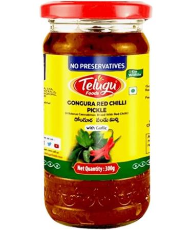 Swetha Telugu Food Gongura Red Chilli Pickle with Garlic 300g (Pack of 2) | Red Chilli Pickle | Indian Origin - Buy Online on SooperMarket.com