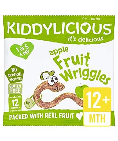 Kiddylicious Apple Fruit Wriggles 12mth+ (12g) - Pack of 6