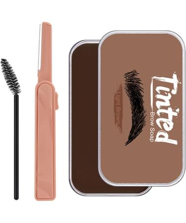 Eyebrow Soap Kit Long Lasting Eyebrow Shaping Wax with Brow Trimmer Brush Brown - Buy Online on SooperMarket.com