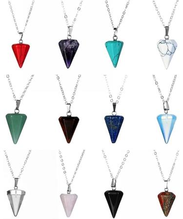 Crystal Decoration Fashion Natural Reiki Pendant Crystal Amulet Gemstone Hexagon Pyramid Necklace Charm Gift Jewelry Stone (Color : 4) - Buy Online on SooperMarket.com