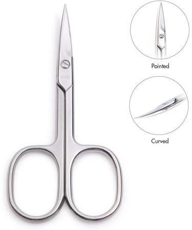 LIVINGO Premium Stainless Steel Manicure Scissors - Multi-purpose Cuticle Pedicure Kit for Nails, Eyebrows, Eyelashes, and Dry Skin - 3.5 inch Curved Blade - A-silver - Buy Online on SooperMarket.com