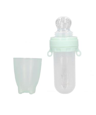 Baby Food Feeder Cute Shaped Soft Silicone Squeeze Spoon Fruit Pacifier Feeder for Toddlers (Green)