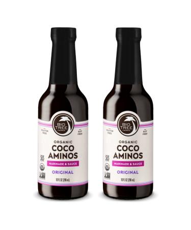 Big Tree Farms Organic Coco Aminos, Original Flavor, Soy Free, Vegan, Gluten Free, Paleo, Certified Kosher, Whole30, Non GMO, Low Glycemic, Low Sodium, Sauce & Marinade Substitute, 10 oz (Pack of 2)