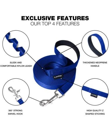 Buy Loutep Nylon Dog Towline Leash - 3m 5m 10m 15m 20m Options with Padded Handle - Strong & Durable - Blue - Buy Online on SooperMarket.com