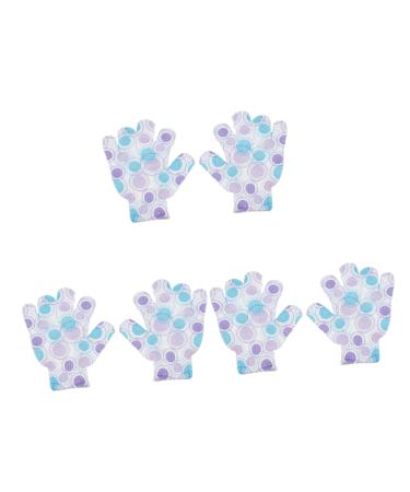 minkissy 3 Pairs Printed Bath Gloves Exfoliating Gloves Shower Gloves Five Fingers Bath Towel Child