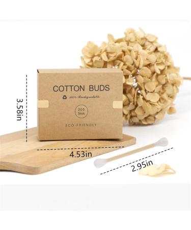 200 Count Eco-Friendly Bamboo Cotton Swabs | Wooden Buds with Double Tips | Plastic-Free & Natural | Kraft Paper Box (Drawer Box) Included - Buy Online on SooperMarket.com