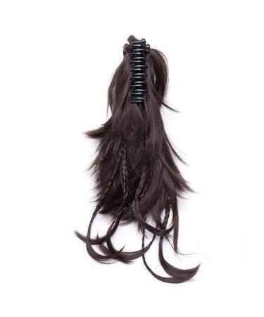 Synthetic Hair Brown Ponytail Hair Clip Fixed To Hair Extension Ponytail Wig 12inches dark brown