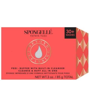 Spongell Pedi-Buffer - Cleanse Exfoliate & Polish Feet - Papaya Yuzu
