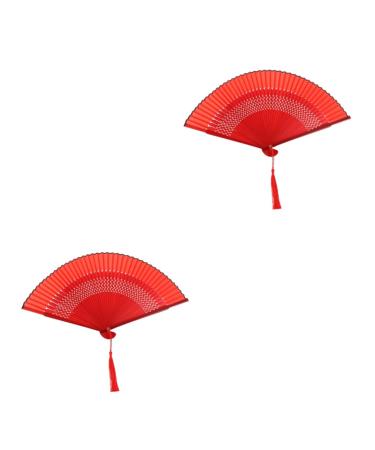 ABOOFAN 2pcs Chinese Fan Folding Fan Favors Wedding Silk Fan Dance Folding Fans Dance Fan Paint Women's