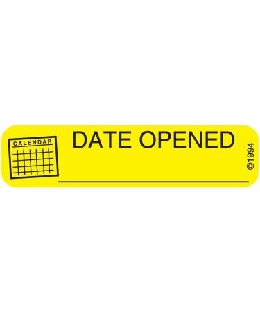 PHARMEX 1-672 Permanent Paper Label Date Opened 1 9/16 x 3/8 Yellow (500 per Roll 2 Rolls per Box)