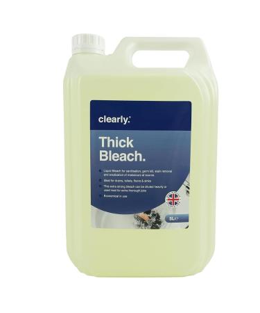 Clearly Thick Bleach 5L Extra Strong Toilet Bleach Liquid for Sanitisation and Disinfection Cleaning Products for Home and Workplace