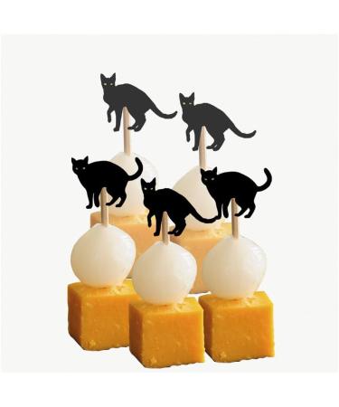 Halloween Black Cat Cupcakes Toppers Party Food Decorations Sticks Picks (24 Pack) - Buy Online on SooperMarket.com