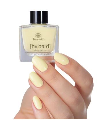 Alessandro Hybrid Varnish Popcorn Love - Pastel Yellow | No LED Perfect Nails in 3 Steps | Lasts Up to 10 Days - 8 ml - Buy Online on SooperMarket.com