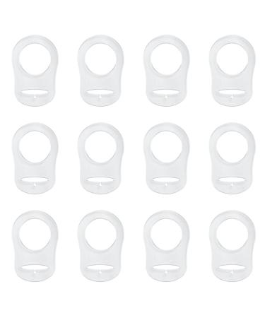 JZK 12pcs Transparent Silicone Button Ring Dummy Pacifier Holder Clip Adapter for Baby MAM Soother