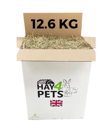 Hay4Pets Meadow Hay - 12.6kg. Fresh Green Feeding Hay For Rabbit Guinea Pig Hamster & Small Animals. High Fibre Natural Food For Pets. Dried Grass Animal Feed 12.6 kg (Pack of 1)