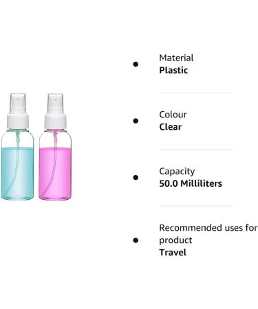 Symbah Small Spray bottle 50ml atomiser empty clear fine mist plastic Refillable spray bottles for Traveling Make-up Skincare Cleaning Liquids (3 PCS) with Funnel - Buy Online on SooperMarket.com