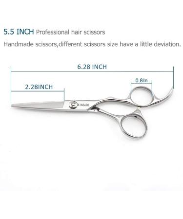 Kinsaro 5.5 Barber Scissors - Professional 440C Hair Cutting Shears with Silvery Convex Blades - Buy Online on SooperMarket.com