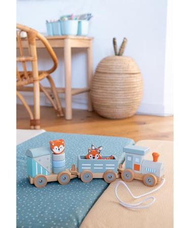 Kindsgut Holz-Reisenbahn - Sustainable Wooden Train Set with Zoo Animals | High-Quality Eco-Friendly Toy in Dark Gray - Buy Online on SooperMarket.com