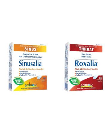 Boiron Sinusalia 60 Tablets Homeopathic Medicine for Nasal Congestion and Pain Related & Roxalia 60 tablets Homeopathic Medicine for sore throats and hoarseness MEDICATION + HEALTH_CARE 7 74016 94095 6