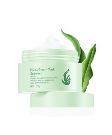 Seaweed Face Moisturizer Seaweed Face Mud Mask Deep Hydrating Face Cream for Women Oil-Water Balance Facial Moisturizer for Oily and Dry Skin Repairing Barrier and Nourishing Skin 7.05Oz