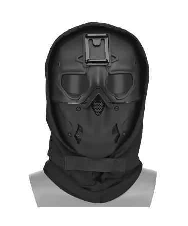 Aifordge Airsoft mask storm hood facial mask outdoor sports cs tactical wild mask protection paintball eye protection headgear mask adjustable cosplay costume party black