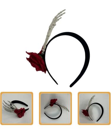 IMIKEYA Halloween Headband Red Rose Skull Headband Day Of The Dead Flowers Hairband with Skeleton Hand Zombie Bridal Cosplay Costume Hair Accessories - Buy Online on SooperMarket.com