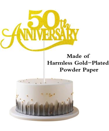 KREDHONG Golden Wedding Cake Topper 50th Anniversary Cake Topper Golden Wedding Anniversary Decorations for 50th Birthday Wedding Anniversary Decorations - Buy Online on SooperMarket.com