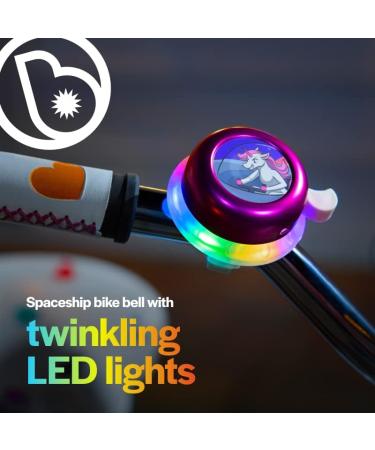 Brightz LED Light Up Bike Bell with Clear Ring Sound - Twinkling Rainbow Color LED Ring Light - Space Pink Bicycle Accessory for Kids and Adults - Buy Online on SooperMarket.com