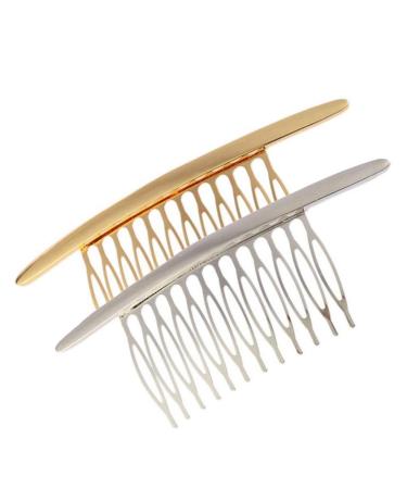 Vasana 2 pieces (gold + silver) women girls Elegant smooth alloy hair comb French twist kamm hair use grips hair side ridge hair clips hair styling tools