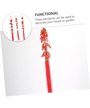 PRETYZOOM Colorful Decor Chinese New Year Chili Pendant Home Decor Red Decor Wedding Celebration Decor Tassel Fake Chili Red 50x8x1cm - Buy Online on SooperMarket.com