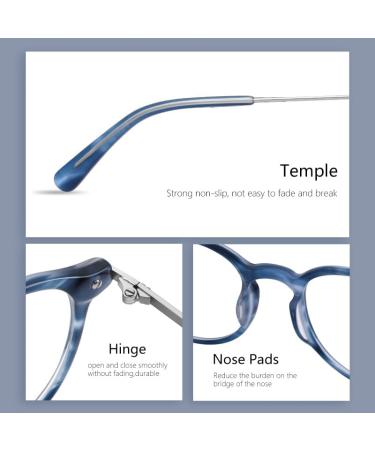 ZENOTTIC Vintage Round Glasses Frame - Retro Clear Lens Nerd Glasses for Men & Women | C11 Blue - International Shipping Available - Buy Online on SooperMarket.com