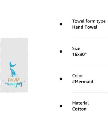 Naanle 3D Mermaid Tail Print Hand Towels - 16 x 30 Inches - Blue White - Ideal for Bathroom, Hotel, Gym, Spa - #Mermaid - Buy Online on SooperMarket.com