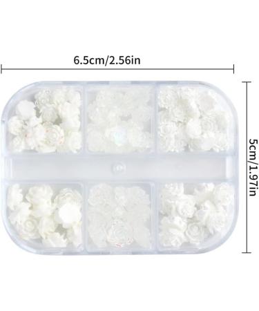 Flower Nail Art Glitters DIY 3D White Floral Nail Stud Sequins for Salon Gift Flower Nail Glitters - Buy Online on SooperMarket.com