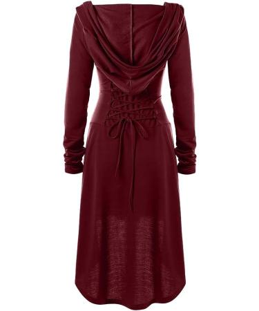 Renaissance Women's Lace-Up Hooded Robe Dress - Vintage High-Low Cloak [Color 05, Size Small] - Buy Online on SooperMarket.com
