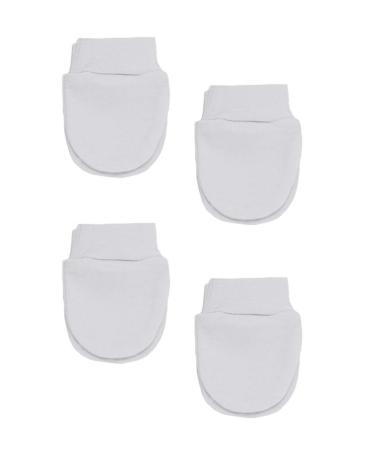 Soft Touch 4 Pairs Premature Baby Anti Scratch Mittens with Wrist Cuffs Tiny Mittens Blue Pink & White (White)