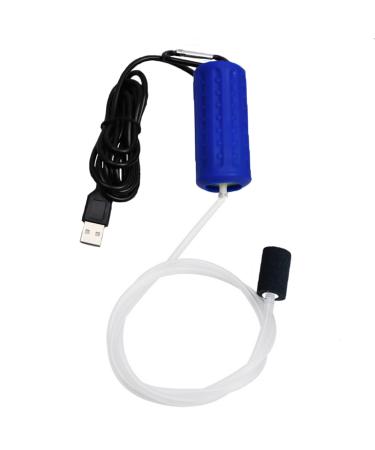 Air pump aquarium USB mini oxygen pump quiet oxygen pump energy saving oxygen bubbler with air stone and single outlet silicone hose 1W dark blue