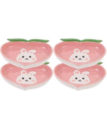 MAGICLULU 4 Pcs Ceramic Sauce Dish Easter Appetizer Plates Snack Pinch Prep Bowls Rabbit Food Pasta Containers Easter Dinner Plate Mini Food Containers Dip Bowls Girl Heart Dishes Ceramics 13X11.5X2CMx2pcs As Shownx2pcs