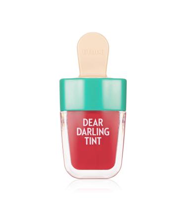 ETUDE Dear Darling Water Gel Tint Ice Cream (RD307 Watermelon Red) (21AD)| Vivid High-Color Lip Tint with Minerals and Vitamins from Soap Berry Extract to Moisture Your Lips RD307 Watermelon Red (21AD)