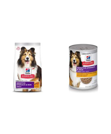 Hill's Science Diet Adult Sensitive Stomach & Skin Dry + Canned Dog Food Bundle 7.03 kg (Pack of 1) Dry | Chicken Meal + Dog Food Chicken
