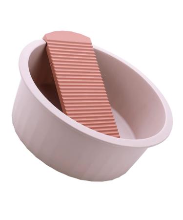 COOLHIYA Washboard 1 Set Wash Basin Laundry Cleaning Board Washing Basin Washing Clothes Board Dish Basin Baby Camping Bucket Pink 33.5x33.5cm
