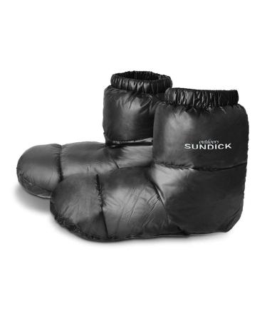 Lixada Ultralight Winter Duck Down Booties Warm Socks Slippers Warm Soft Cozy Water-Resistant for Camping Sleeping Bag Men Women Winter Duck Down Booties Slipper Boots Black Large