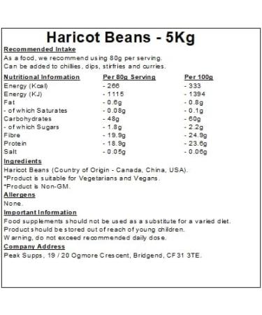 Haricot Beans (Navy Beans) - 5kg - Cooking - Dried - Vegan - Buy Online on SooperMarket.com