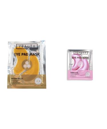 Yeauty Beauty Boost Eye Pad Mask - With active ingredients from collagen hyaloron magic shrub and gold 2 pieces & energy elixir eye pad mask - eye pads with pink grapefruit hyaluron and vitamin C 2 piece of beauty boost bundle with eye pads with pink grap