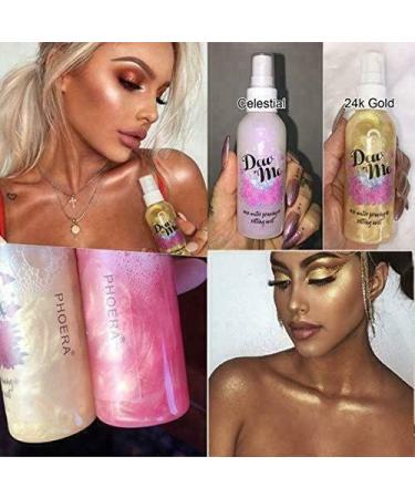 AQUAPURITY - PHOERA Dew Me Rose Water Priming and Setting Mist Spray Moisturizing & Hydrating Botanicals Make up Highlighter Effect Pore Minimizer Face Toner Cruelty Free (102 Celestial) - Buy Online on SooperMarket.com