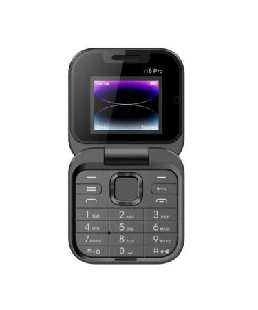 Jhialg Mini-Flip-Handy FM radio language blacklist choice of speed vibration 2SIM for older people foldable card small display black
