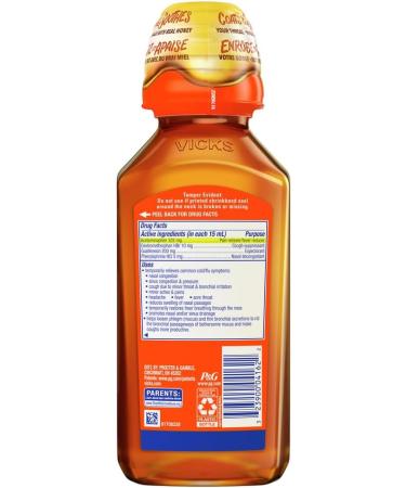 Vicks DayQuil COMPLETE Cold and Flu Medicine Liquid Medicine Honey Flavour Daytime Non-Drowsy relief for Cough Fever Sore Throat Pain Sinus congestion Sinus Pain Chest Congestion 354 ml - Buy Online on SooperMarket.com