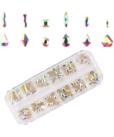 Brensty Nail Art Set Irregular Crystal Diamond Round Rhinestones Flat Bottom Curved Black Tweezer Nipper Wax Dotting Pen Tools - Buy Online on SooperMarket.com